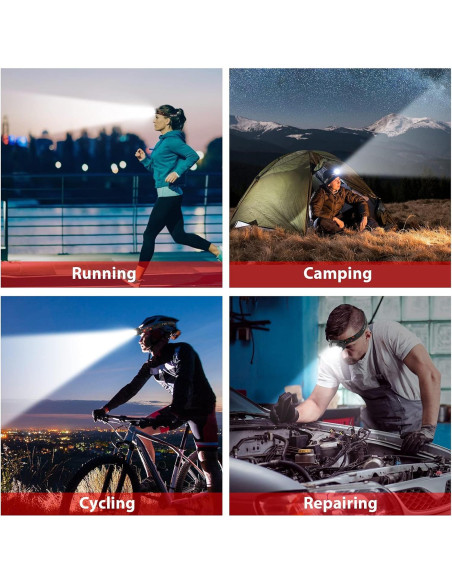 Linterna Frontal Recargable JNDFOFC 2 Paquetes 14 Modos LED