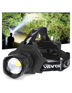 Linterna Frontal LED Recargable BUD K XHP70 1080 Lúmenes IPX6