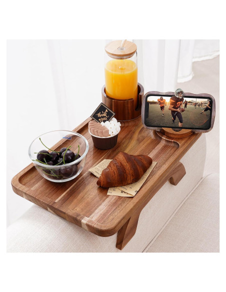 Bandeja Soporte para Taza y Teléfono Nnewvante 3 en 1 Acacia