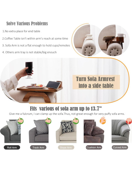 Bandeja Soporte para Taza y Teléfono Nnewvante 3 en 1 Acacia