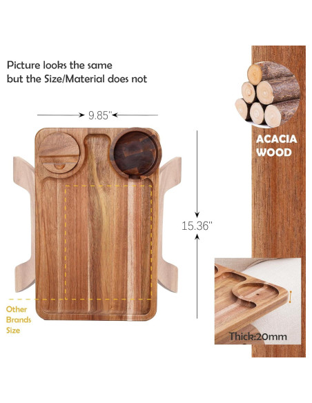 Bandeja Soporte para Taza y Teléfono Nnewvante 3 en 1 Acacia