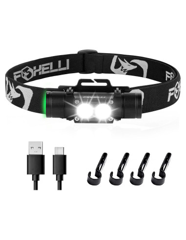 Linterna Frontal Recargable Foxelli MX1200B - 1200 Lúmenes, IPX7