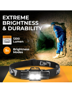 Linterna Frontal Recargable Foxelli MX1200B - 1200 Lúmenes, IPX7 2