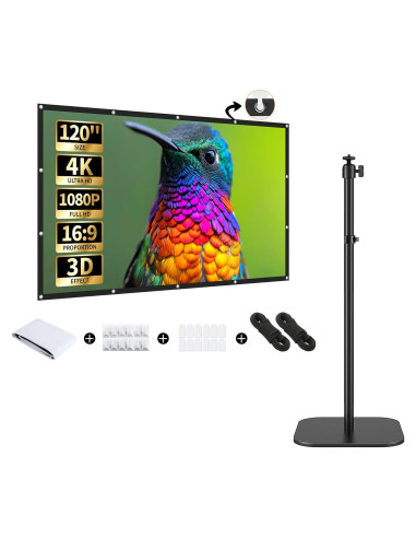 Soporte de Piso para Proyector y Pantalla 4K HD 120" Ajustable