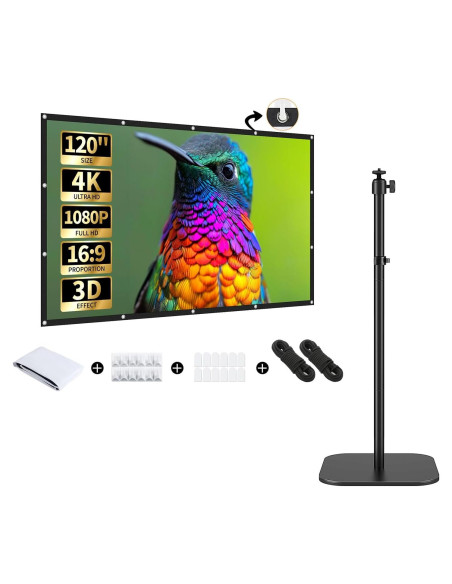 Soporte de Piso para Proyector y Pantalla 4K HD 120" Ajustable