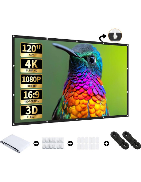 Soporte de Piso para Proyector y Pantalla 4K HD 120" Ajustable