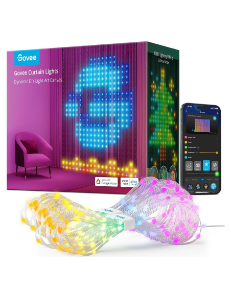 Luces de Cortina LED Govee 1.5x2m RGBIC IP65 para Decoración
