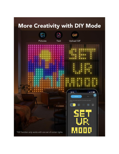 Luces de Cortina LED Govee 1.5x2m RGBIC IP65 para Decoración
