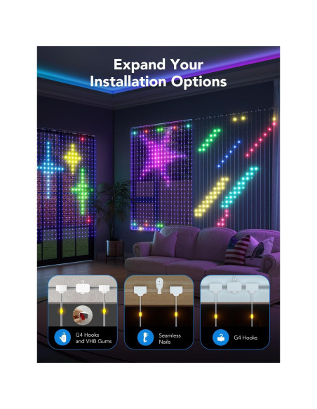 Luces de Cortina LED Govee 1.5x2m RGBIC IP65 para Decoración