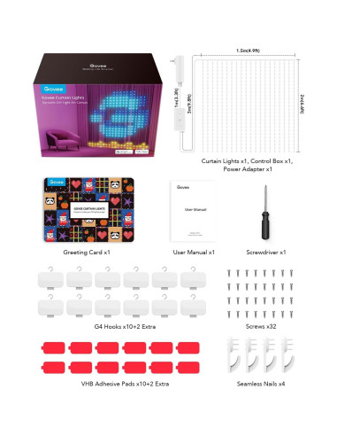 Luces de Cortina LED Govee 1.5x2m RGBIC IP65 para Decoración