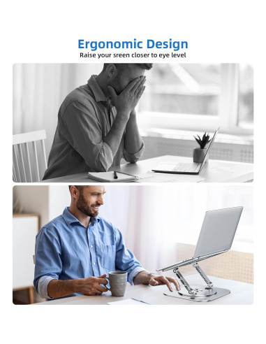 Soporte de Laptop Ajustable MCHOSE Ergonómico 360 Plata