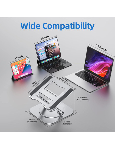 Soporte de Laptop Ajustable MCHOSE Ergonómico 360 Plata