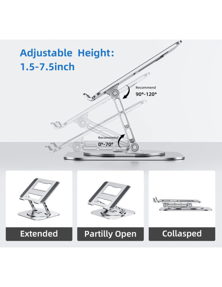 Soporte de Laptop Ajustable MCHOSE Ergonómico 360 Plata