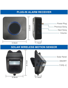 Alarma Solar HoneTeek para Entrada de Vehículos - 1 Sensor y Timbre 2
