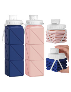 Botellas de Agua Plegables Popdigito 610ml 2 Pack a Prueba de Fugas