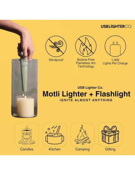 Encendedor Eléctrico MOTLI Recargable USB a Prueba de Viento