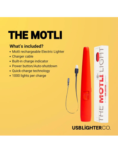 Encendedor Eléctrico MOTLI Recargable USB a Prueba de Viento