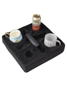 Soporte de almohada para bebidas Xchouxer Negro 4 compartimentos