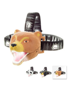 Linterna Frontal LED Oso Grizzly - Luz y Sonido para Niños