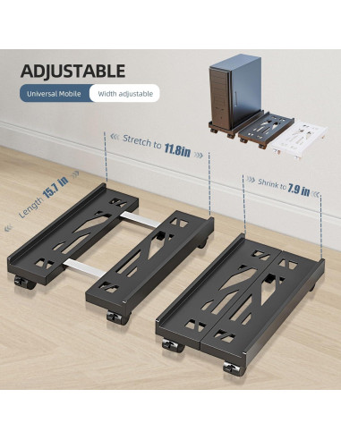 Soporte CPU Móvil Hovadova Ajustable con Ruedas 40x30 cm