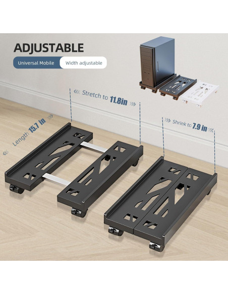 Soporte CPU Móvil Hovadova Ajustable con Ruedas 40x30 cm