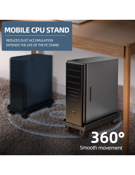 Soporte CPU Móvil Hovadova Ajustable con Ruedas 40x30 cm
