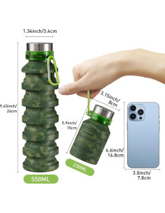 Botella de Agua Plegable ITAX-WORLD 550ml Verde a Prueba de Fugas 2