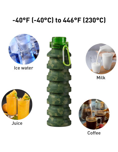 Botella de Agua Plegable ITAX-WORLD 550ml Verde a Prueba de Fugas