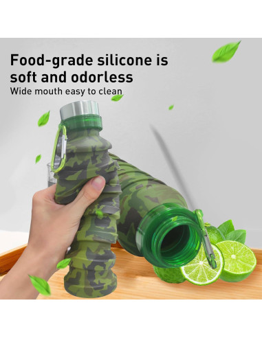 Botella de Agua Plegable ITAX-WORLD 550ml Verde a Prueba de Fugas