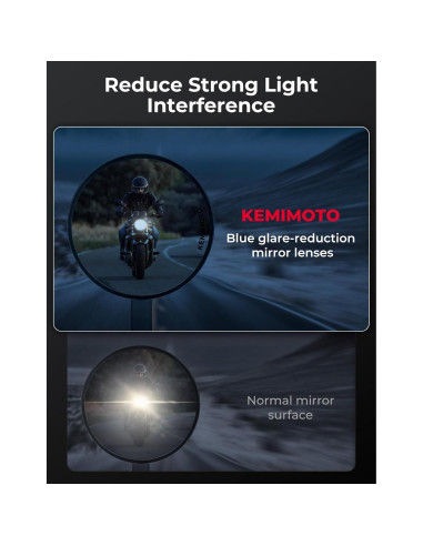 Espejos de Manillar KEMIMOTO 8,89 cm Antideslumbrante Universal