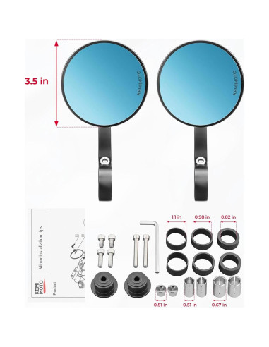 Espejos de Manillar KEMIMOTO 8,89 cm Antideslumbrante Universal