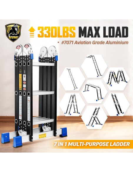 Escalera Plegable Bryner 7 en 1 Aluminio 3,66m 330kg