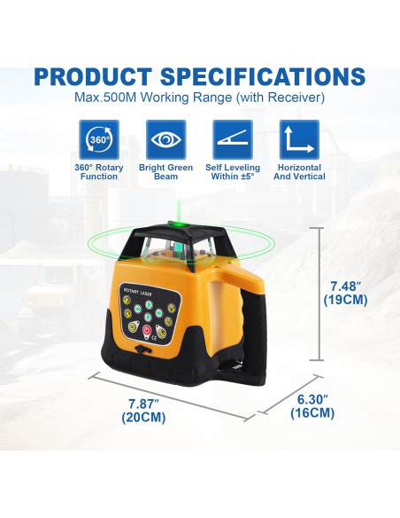 Nivel Láser Rotatorio Iglobalbuy Verde 500m 360 Automático