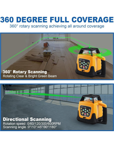 Nivel Láser Rotatorio Iglobalbuy Verde 500m 360 Automático