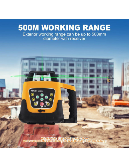 Nivel Láser Rotatorio Iglobalbuy Verde 500m 360 Automático