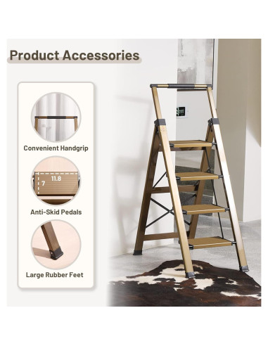 Escalera Plegable XinSunho 4 Pasos Aluminio Antideslizante