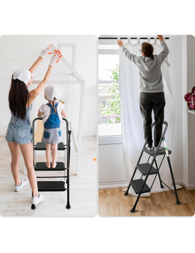 Escalera de 3 peldaños Arbusb Plegable Antideslizante