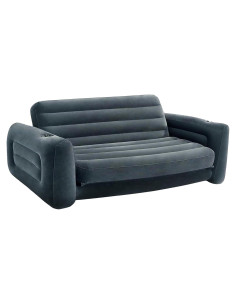 Sofá Inflable Intex Queen 2-en-1 Terciopelo y Portavasos