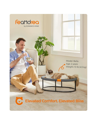 Cama para mascotas Feandrea ovalada, hamaca para gatos gris