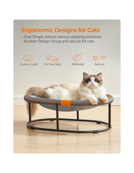 Cama para mascotas Feandrea ovalada, hamaca para gatos gris