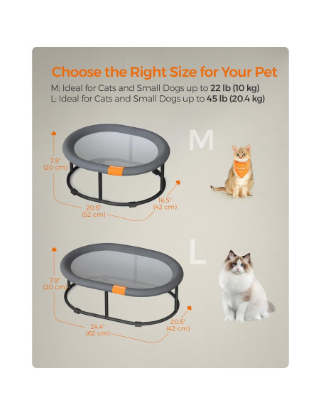 Cama para mascotas Feandrea ovalada, hamaca para gatos gris