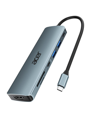 Hub USB C Acer ODK360 7 en 1 HDMI 4K, 2 USB 3.1, Carga 100W