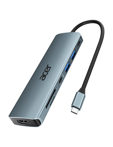 Hub USB C Acer ODK360 7 en 1 HDMI 4K, 2 USB 3.1, Carga 100W