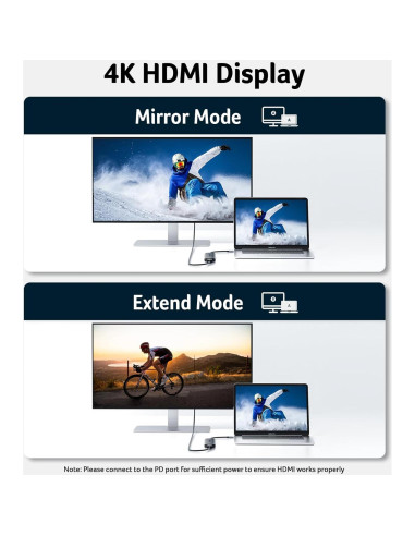 Hub USB C Acer ODK360 7 en 1 HDMI 4K, 2 USB 3.1, Carga 100W