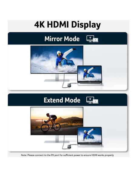 Hub USB C Acer ODK360 7 en 1 HDMI 4K, 2 USB 3.1, Carga 100W