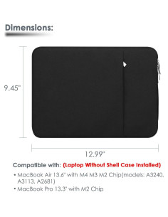 Funda para portátil Arisase 13.6" MacBook Air y Pro Negra 2