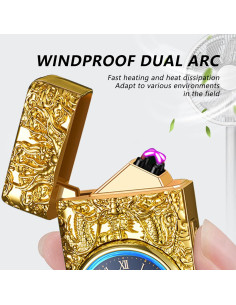Encendedor Eléctrico BABOBIU Dragón Oro Plasma Doble 2