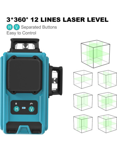 Nivel Láser Autonivelante VYTOOV 12 Líneas Verde USB-C