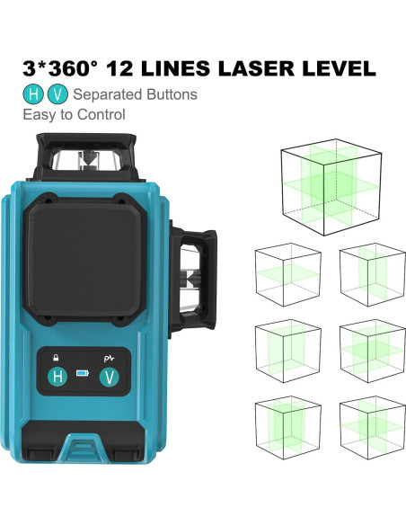 Nivel Láser Autonivelante VYTOOV 12 Líneas Verde USB-C