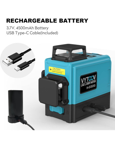 Nivel Láser Autonivelante VYTOOV 12 Líneas Verde USB-C